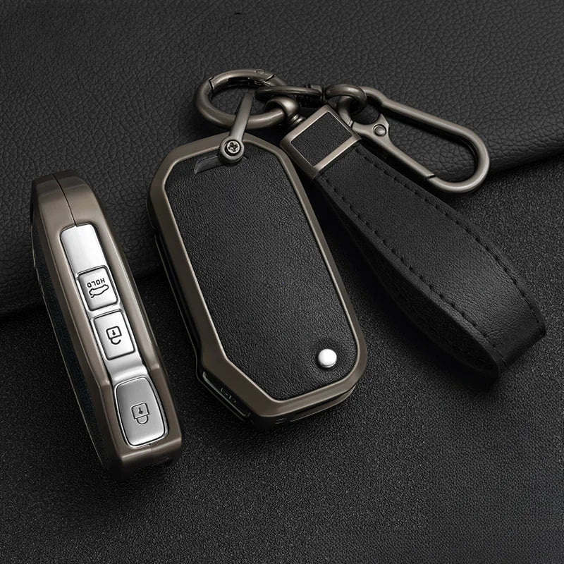 Leather and Zinc Alloy Car Key Case for Kia