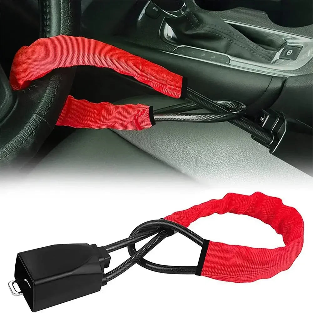 Anti-Theft Braided Steel Steering Wheel and Seat Belt Lock - 7