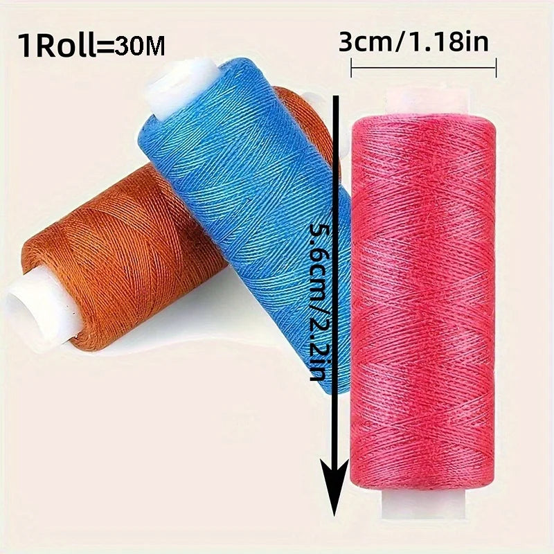 12 Pack Polyester Sewing Thread Set Vibrant Colorful Spools for Crafts