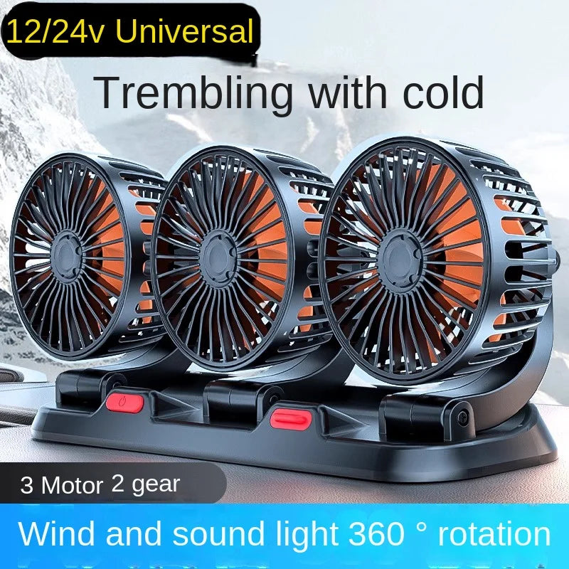 3-Head Adjustable Car Cooling Fan for Dashboard