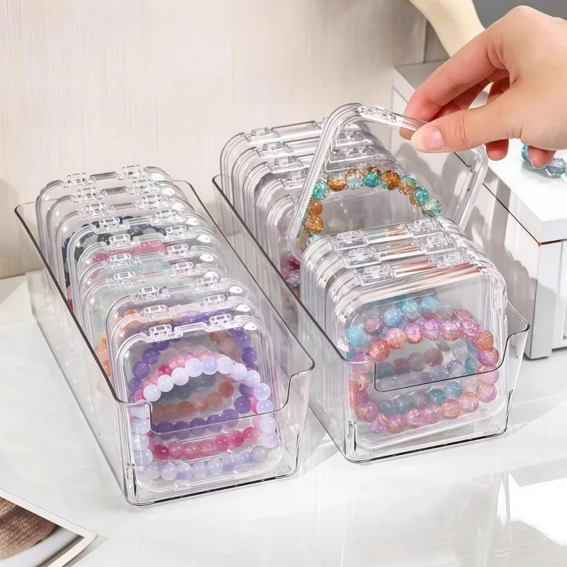 10Pcs Clear Stackable Storage Boxes for Jewelry and Crystal Bracelets