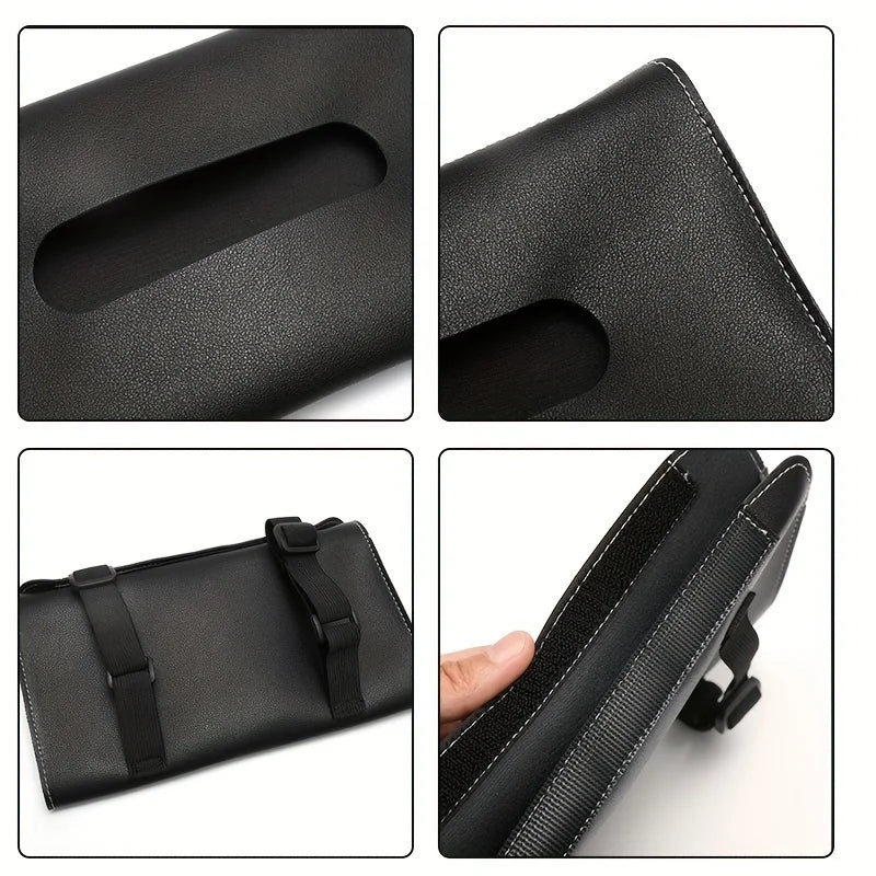 Leather Car Sun Visor Tissue Holder Organizer - 3