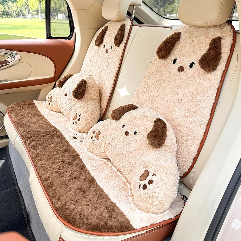 Cute Cartoon Animal Plush Car Seat Cushion and Pillow Set