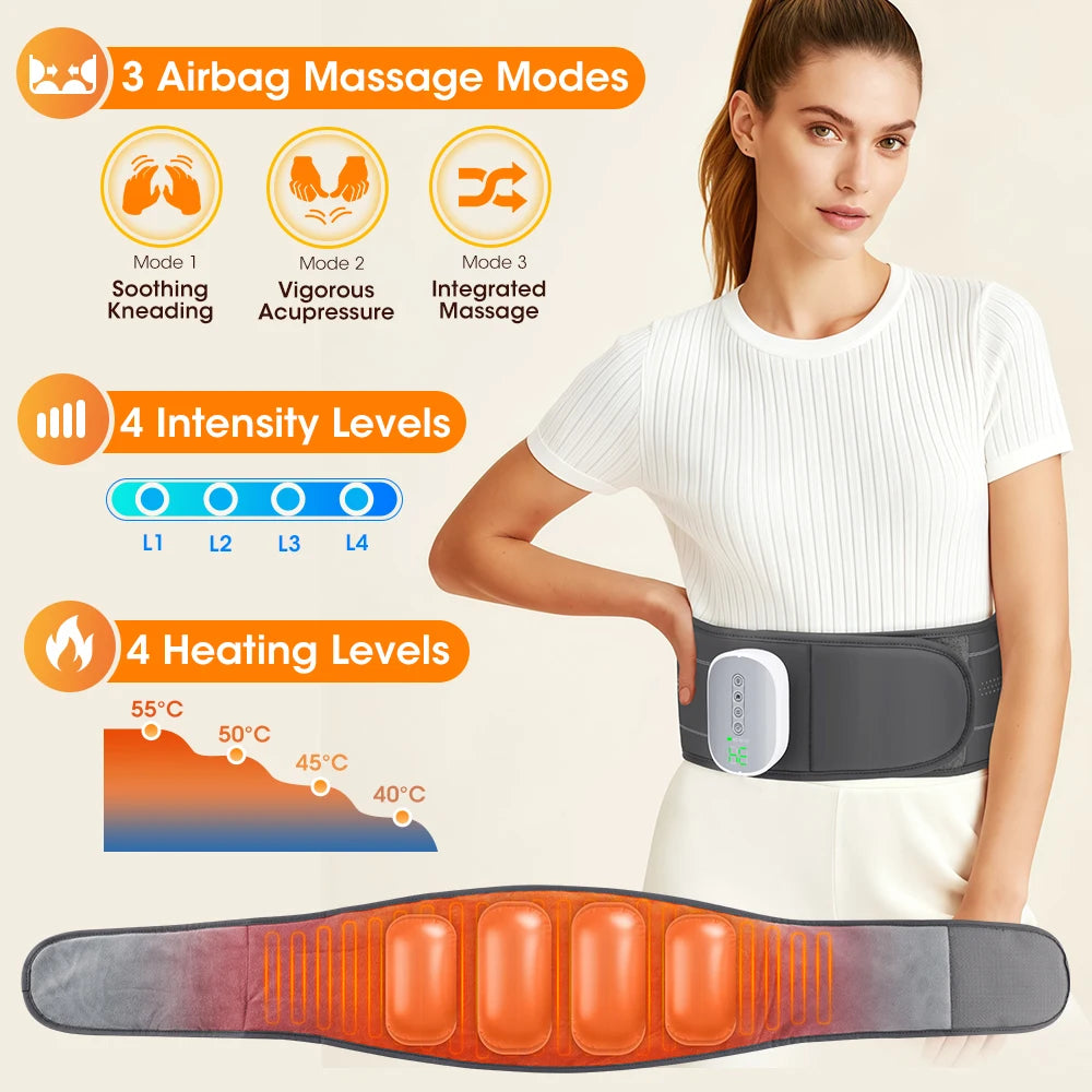 Cordless Heated Back Massage Belt with Air Compression