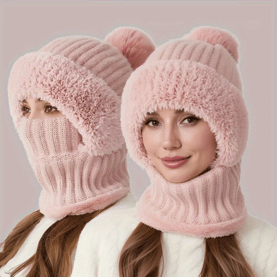 Windproof Thermal Fleece Ski Mask and Hat Set