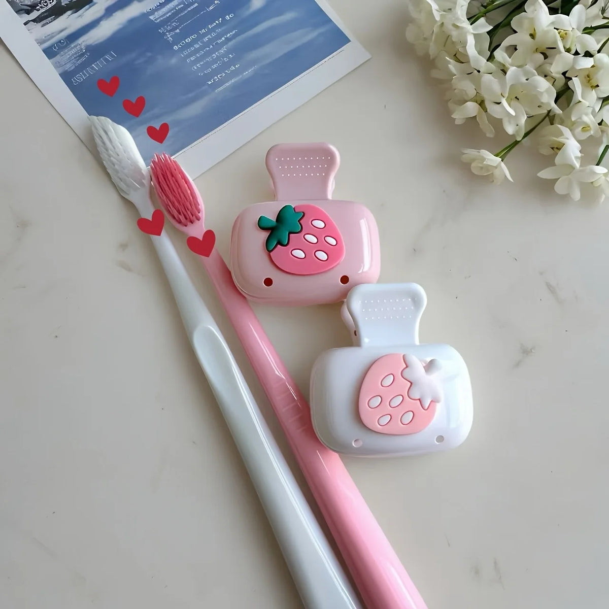 Strawberry Shaped Toothbrush Protective Cover Set