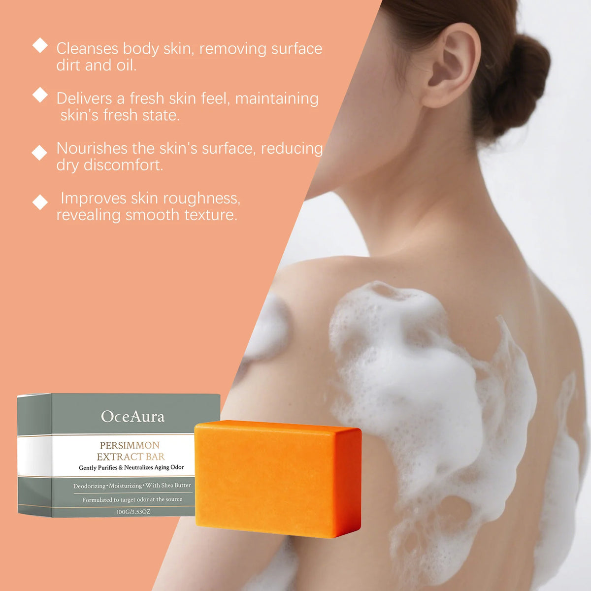 Natural Persimmon Deodorizing Body Soap for Aging Odor