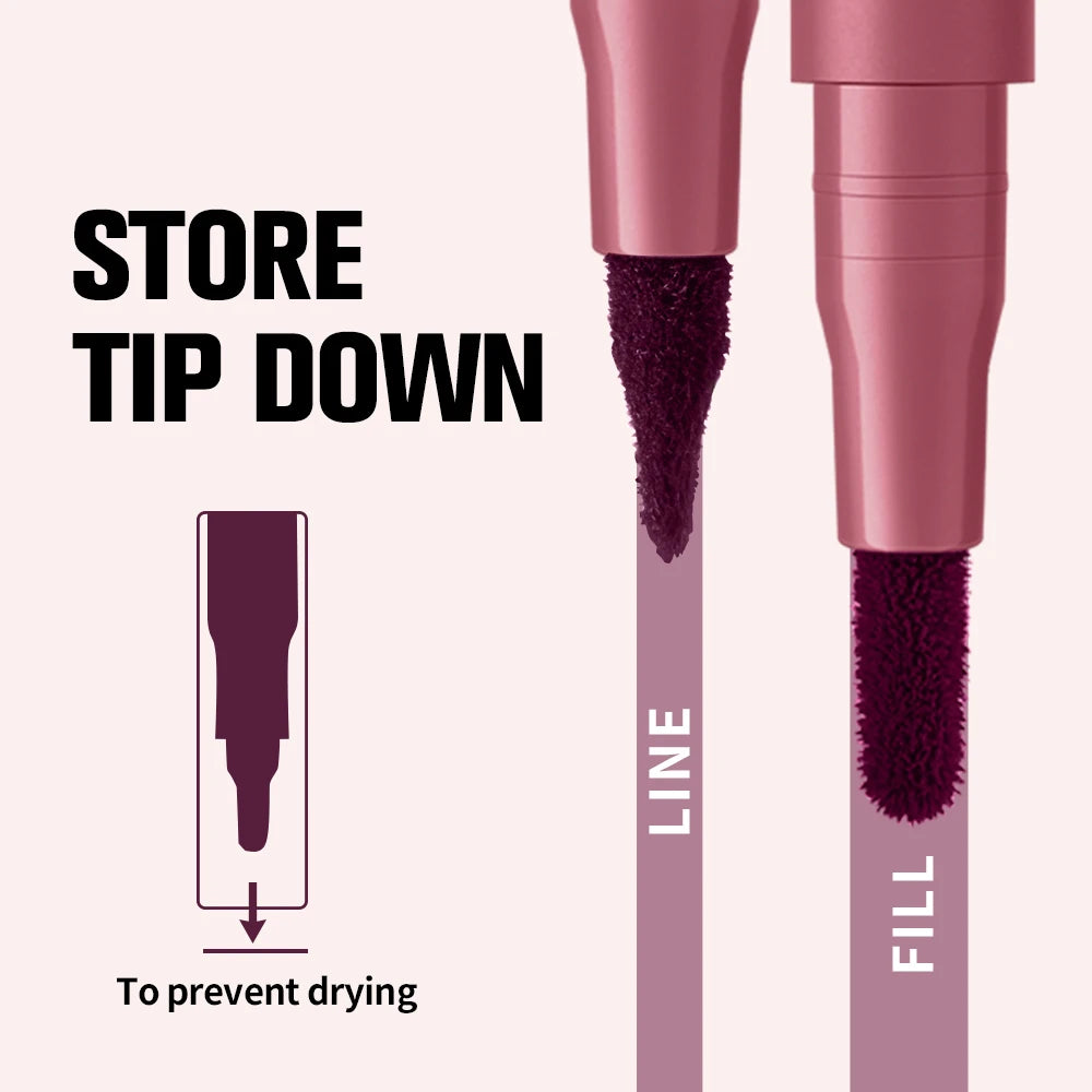 Dual-Ended Matte Lip Contour Stain and Liner Pencil