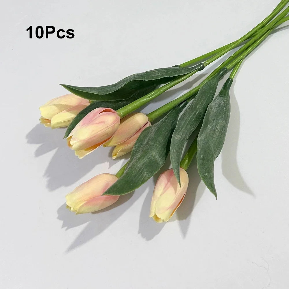 10Pcs Artificial Tulip Bouquet Realistic Faux Flowers for Home Decor - 14