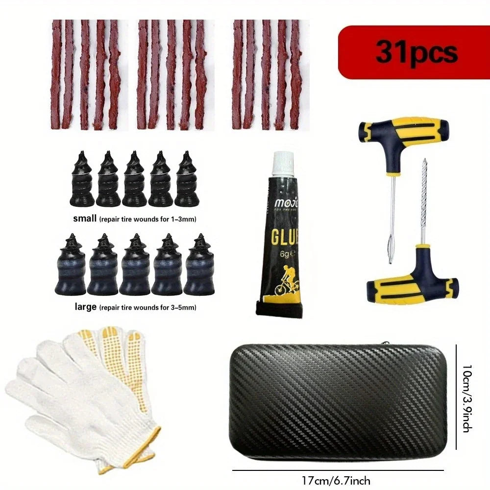 Emergency Tire Repair Tool Kit for Cars and Motorcycles - 13