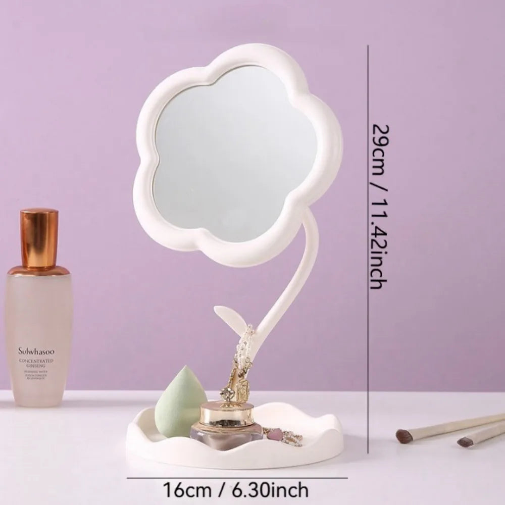Sunflower Vanity Makeup Mirror with Storage Tray Desktop Swivel Mirror - 4