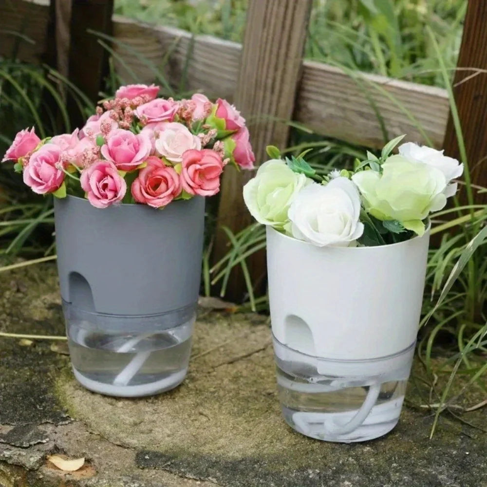 Self Watering Flower Pot Set Double Layer Hydroponic Plant Planter