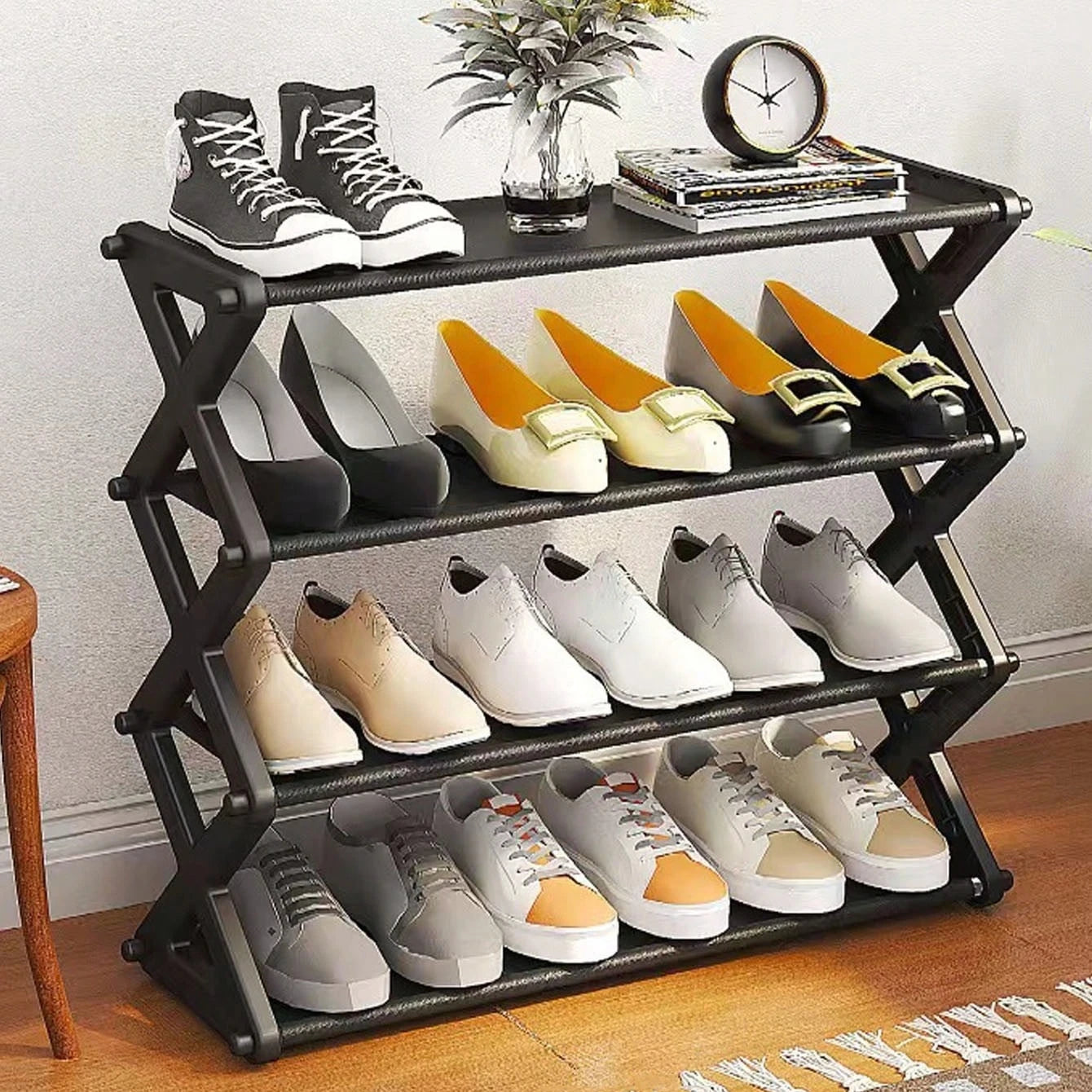 Stackable 4-Tier Expandable Shoe Storage Rack - 1