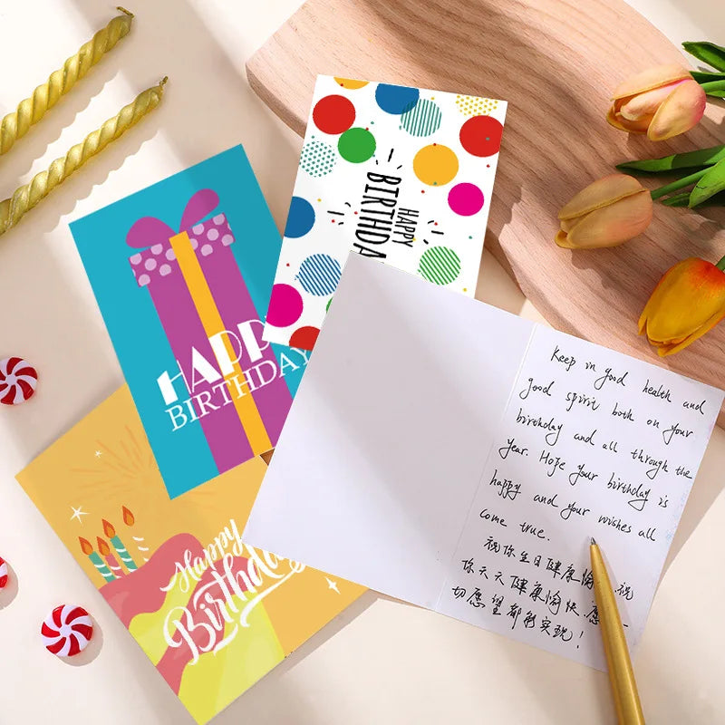 Festive Birthday Greeting Card Set with Envelopes - 4