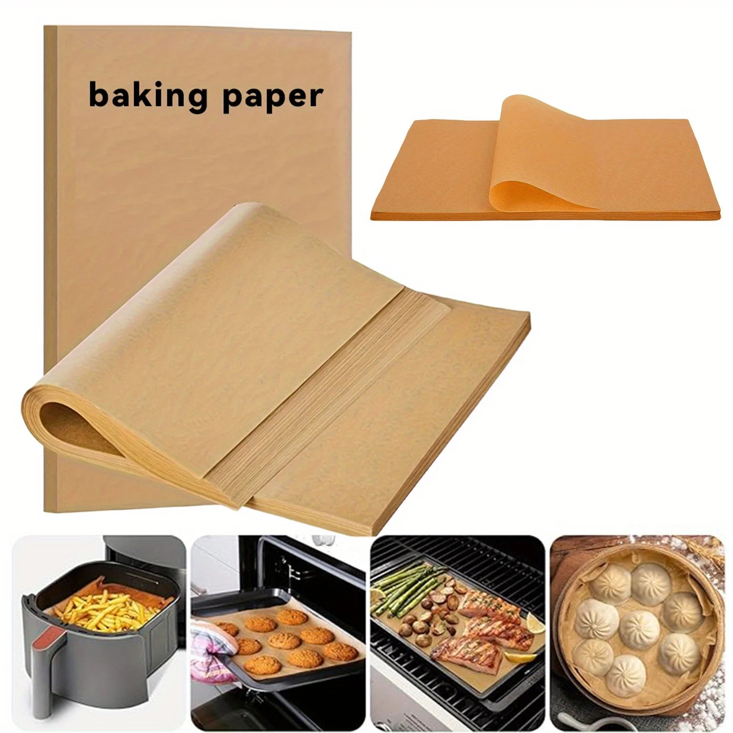 Non-Stick Unbleached Parchment Paper Sheets for Baking and Air Frying - 1