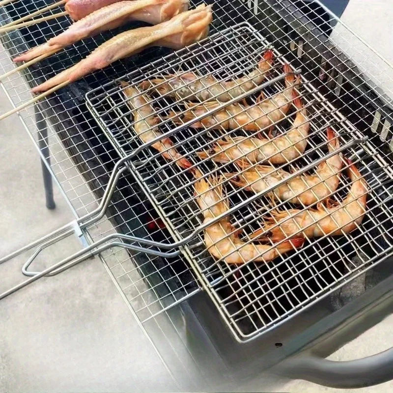 Non-Stick Barbecue Mesh Grilling Clip with Detachable Handle