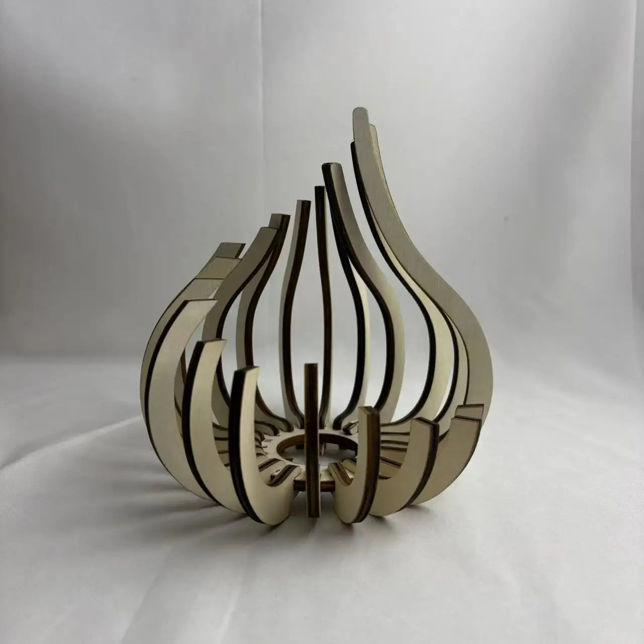 Wooden Flame-Shaped Decorative Candle Holder - 15