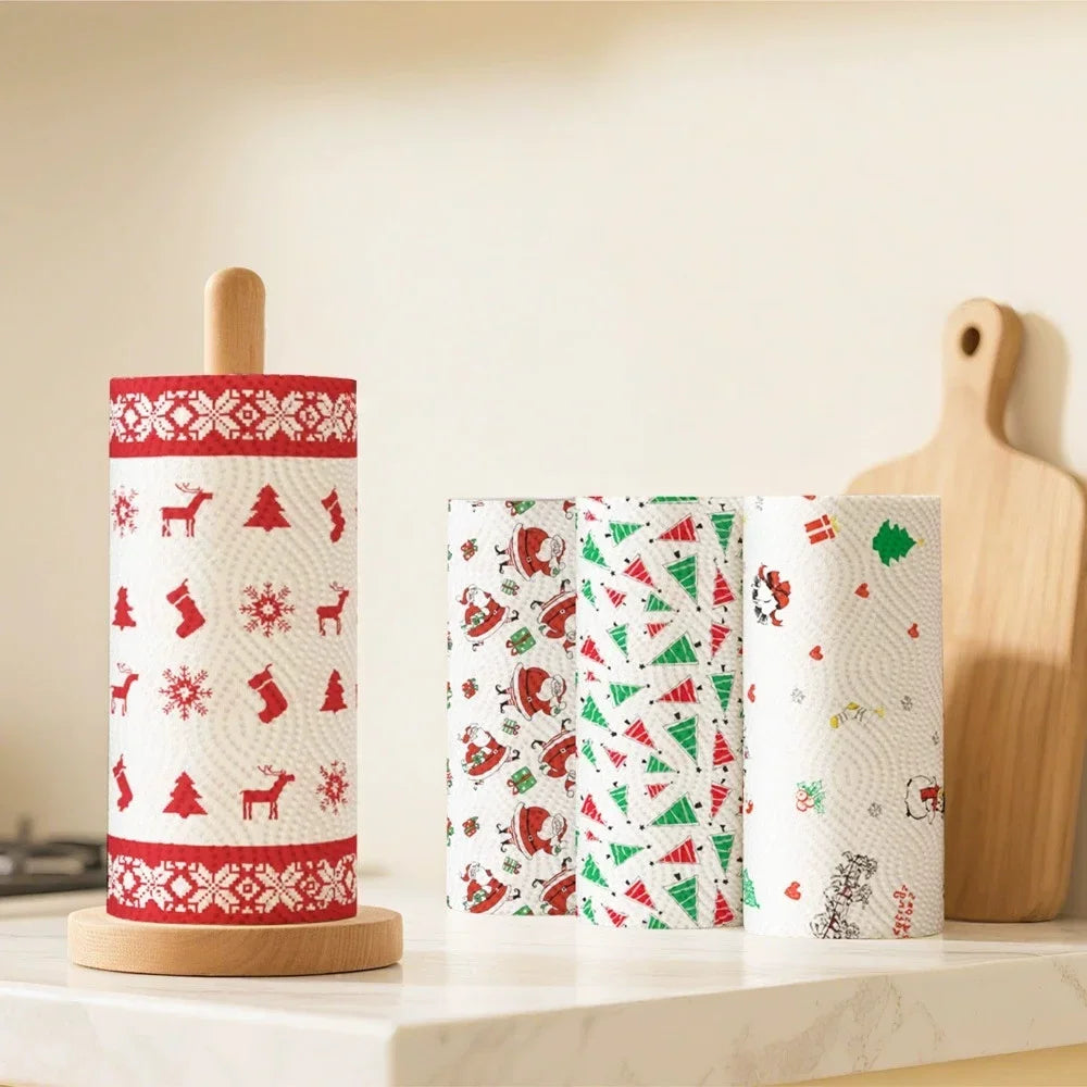 Festive Christmas Patterned Absorbent Kitchen Paper Towels - 1