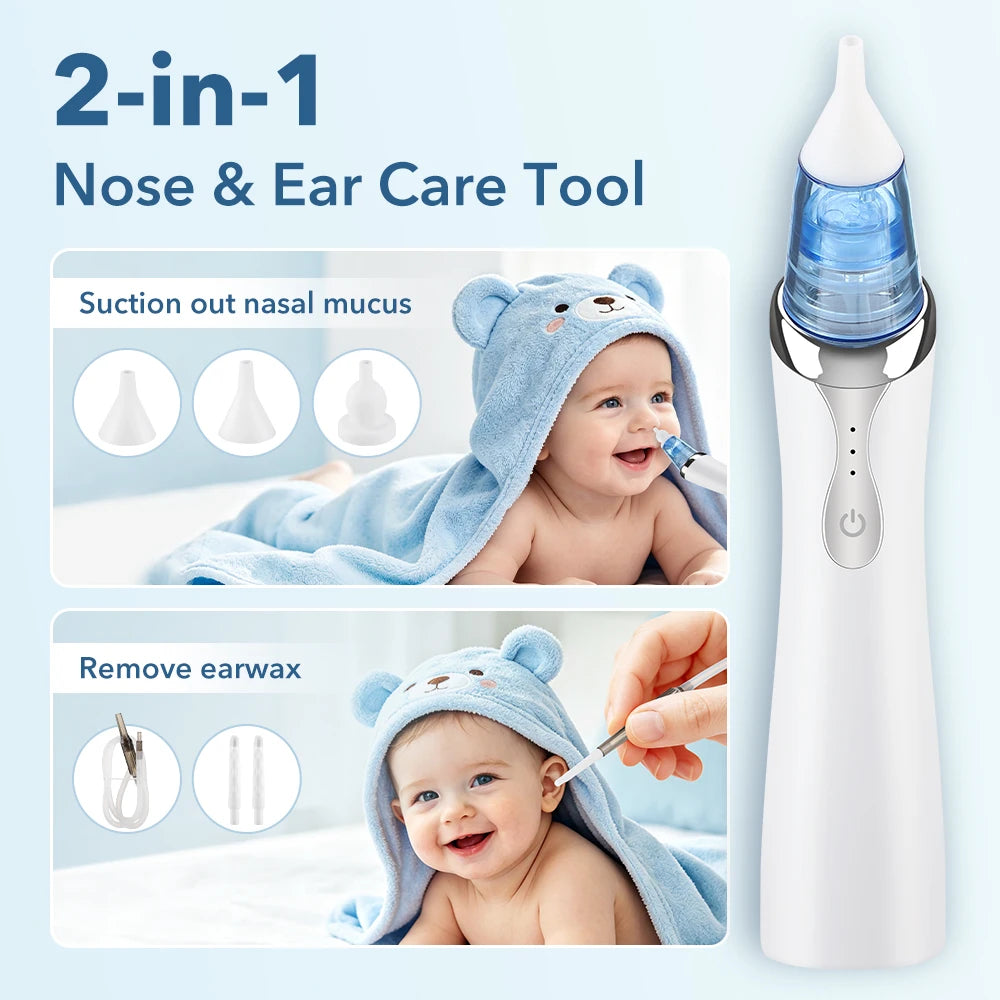 Electric 2-in-1 Nasal Aspirator and Ear Wax Removal Kit - 8