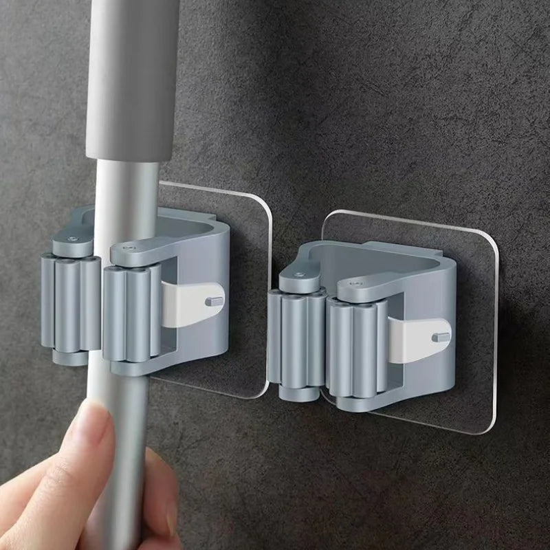 Adhesive Wall-Mounted Mop and Broom Holder
