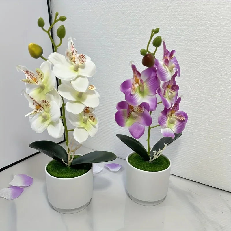 Artificial Orchid Flower Arrangement with Vase - 9