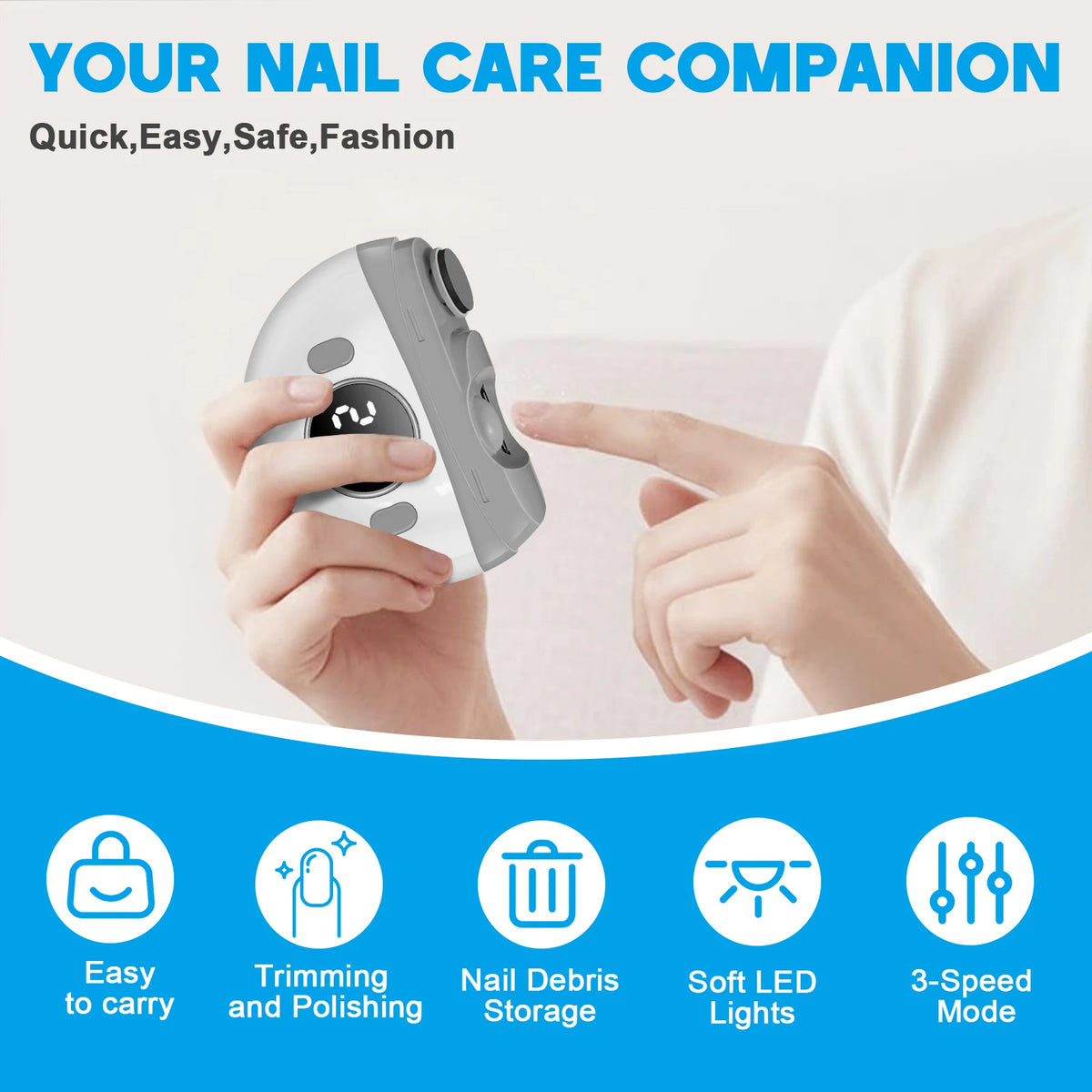 Automatic Rechargeable Electric Nail Clipper with LED Light