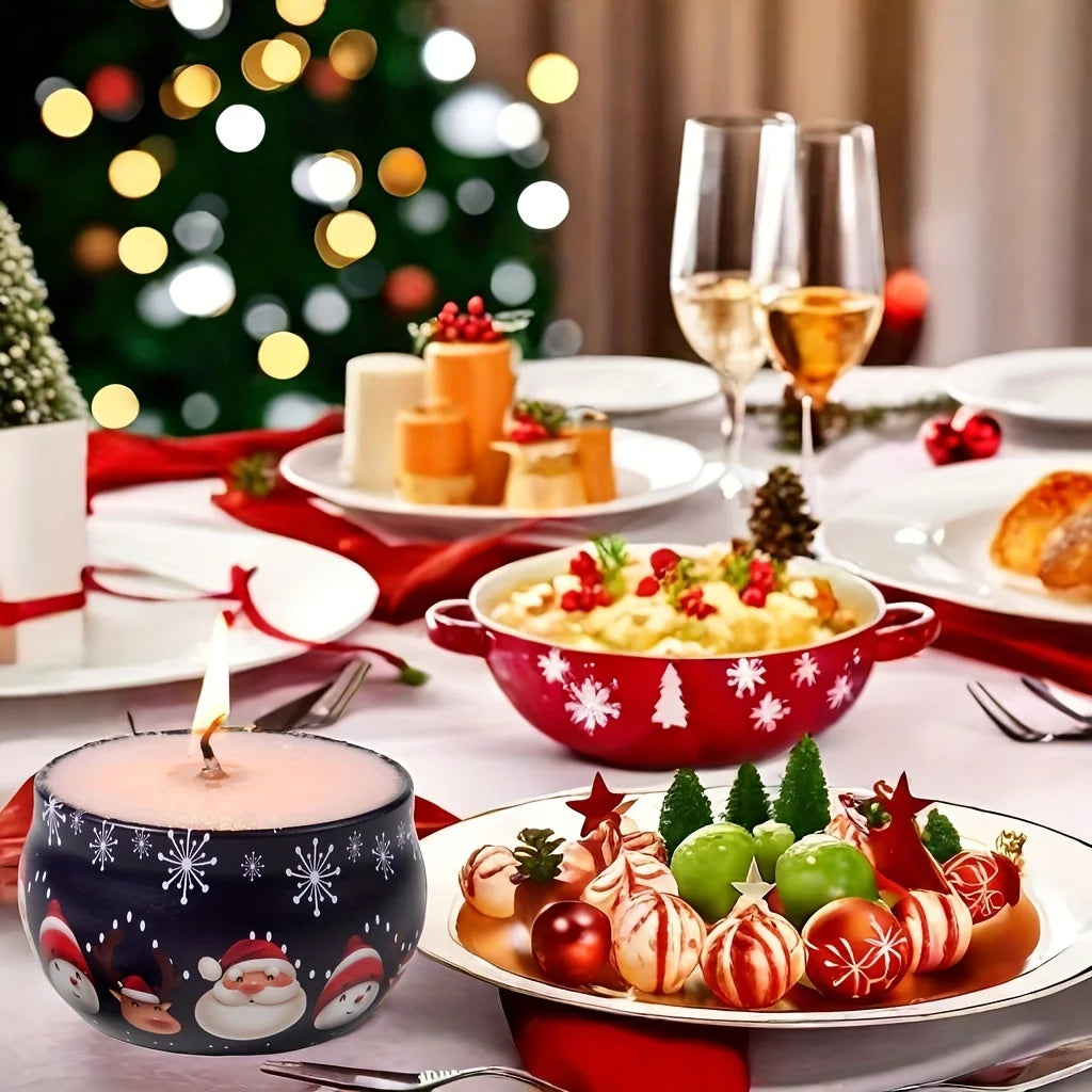 10 Pcs Christmas Candle Tins Festive Metal Jars for Crafting Gifts - 4
