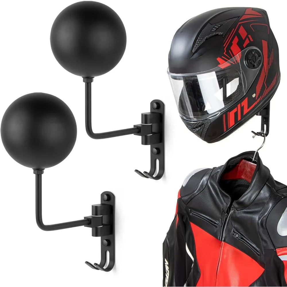 180 Rotating Motorcycle Helmet Rack Wall Mount Jacket Hanger Hook