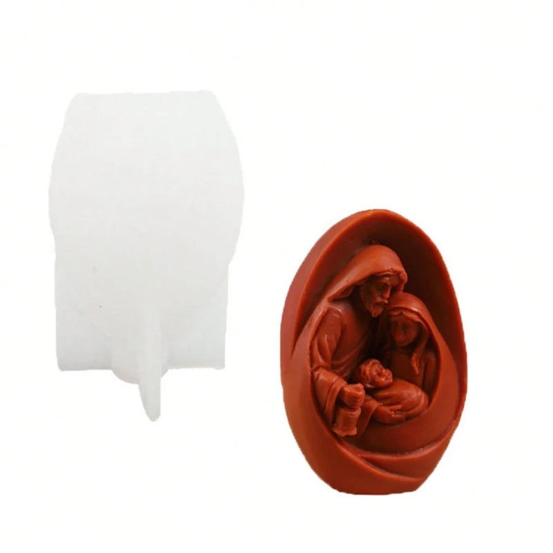 3D Jesus Nativity Silicone Mold Aromatherapy Candle Soap Making Tool - 5