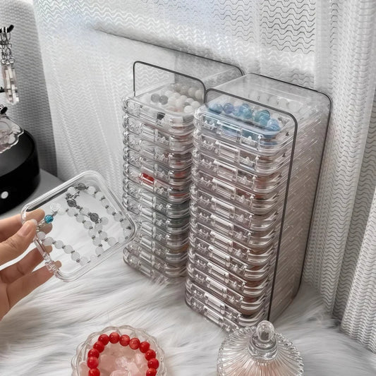 10Pcs Clear Stackable Storage Boxes for Jewelry and Crystal Bracelets