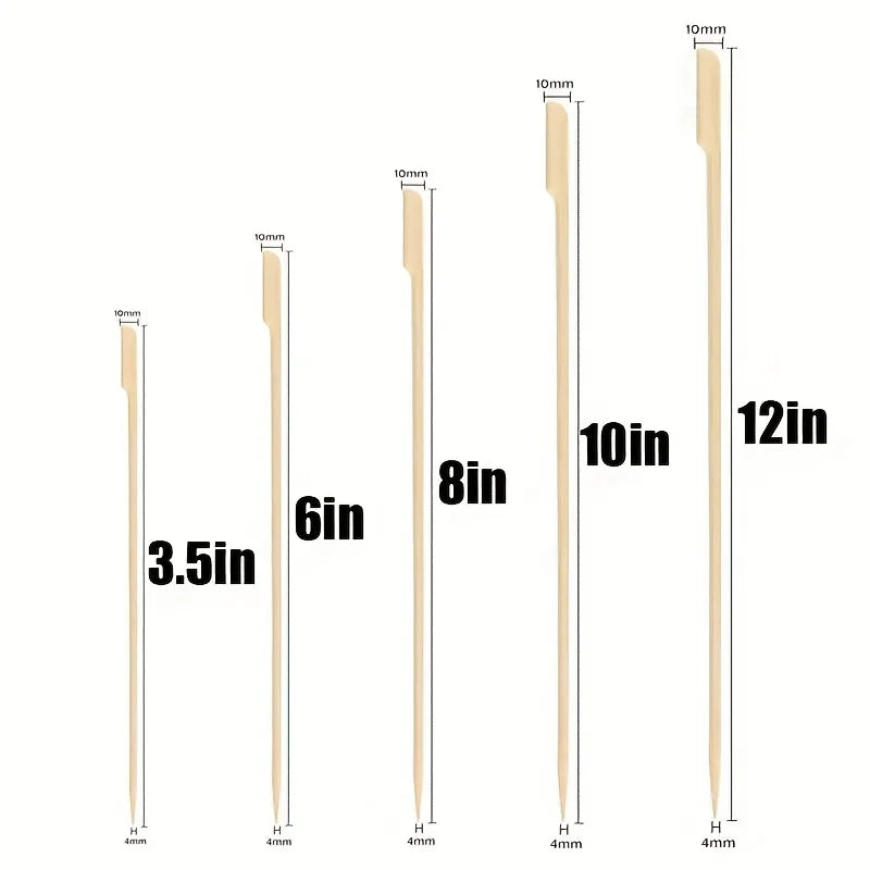 100Pcs Disposable Bamboo Skewers Natural BBQ Sticks and Cocktail Picks - 6