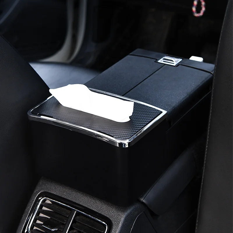Multifunctional Car Armrest Box with Tissue Holder