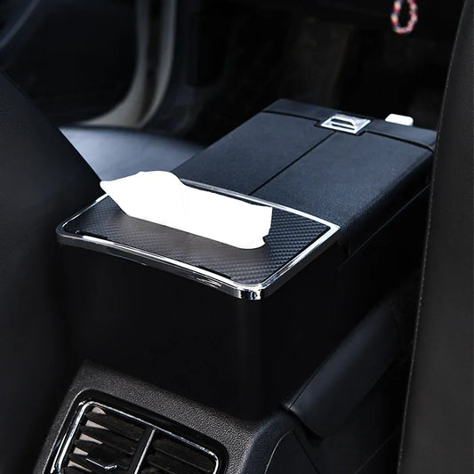 Multifunctional Car Armrest Box with Tissue Holder