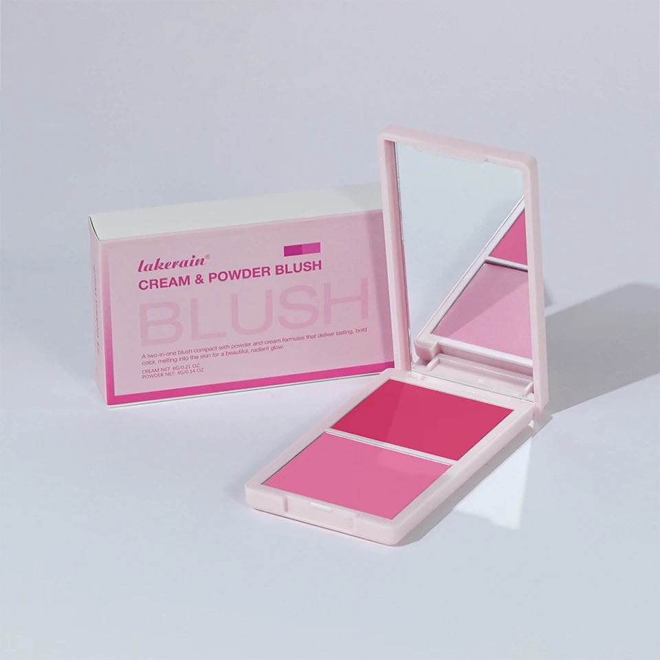 2-in-1 Cream and Powder Blush Palette for Radiant Cheek Makeup - 18