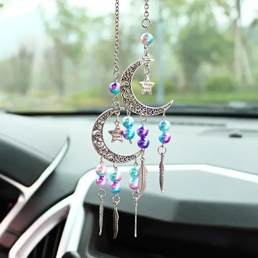 Dreamcatcher Moon and Star Rearview Mirror Car Pendant