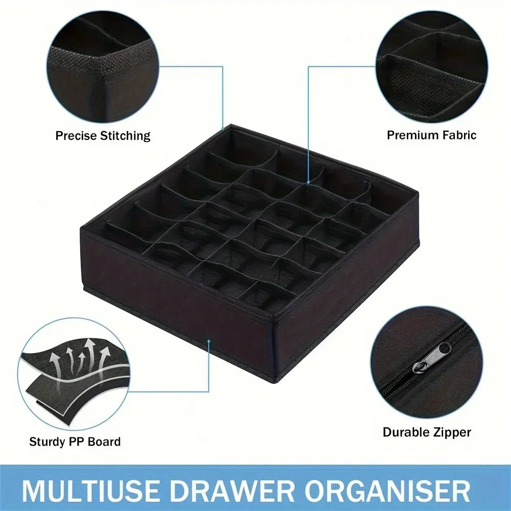 Foldable 24-Compartment Drawer Organizer for Underwear and Socks