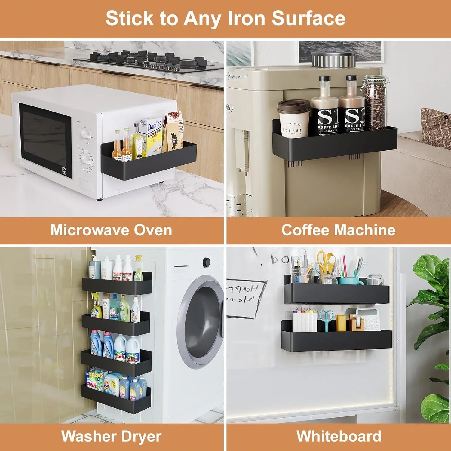 Magnetic Refrigerator Side Storage Rack for Kitchen and Laundry - 8