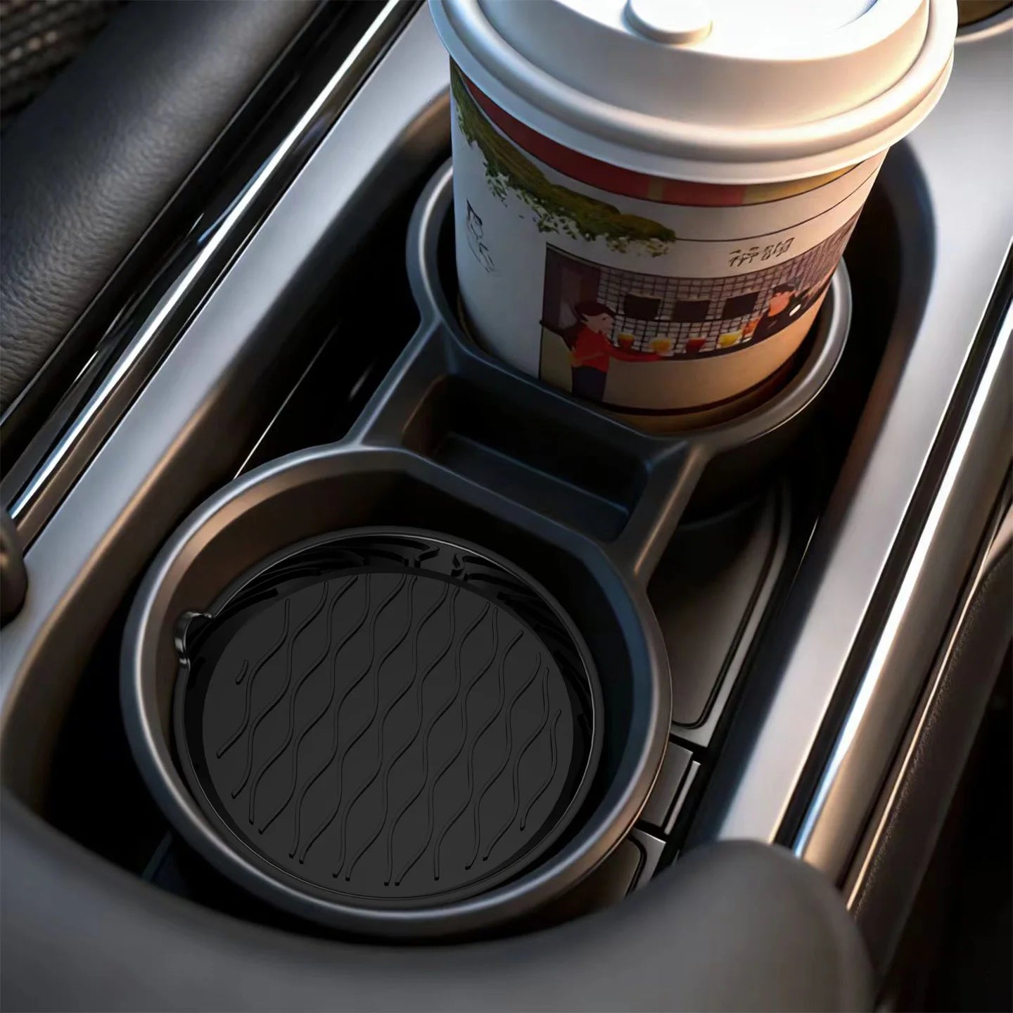 Universal Anti-Slip Car Cup Holder Silicone Mat - 4