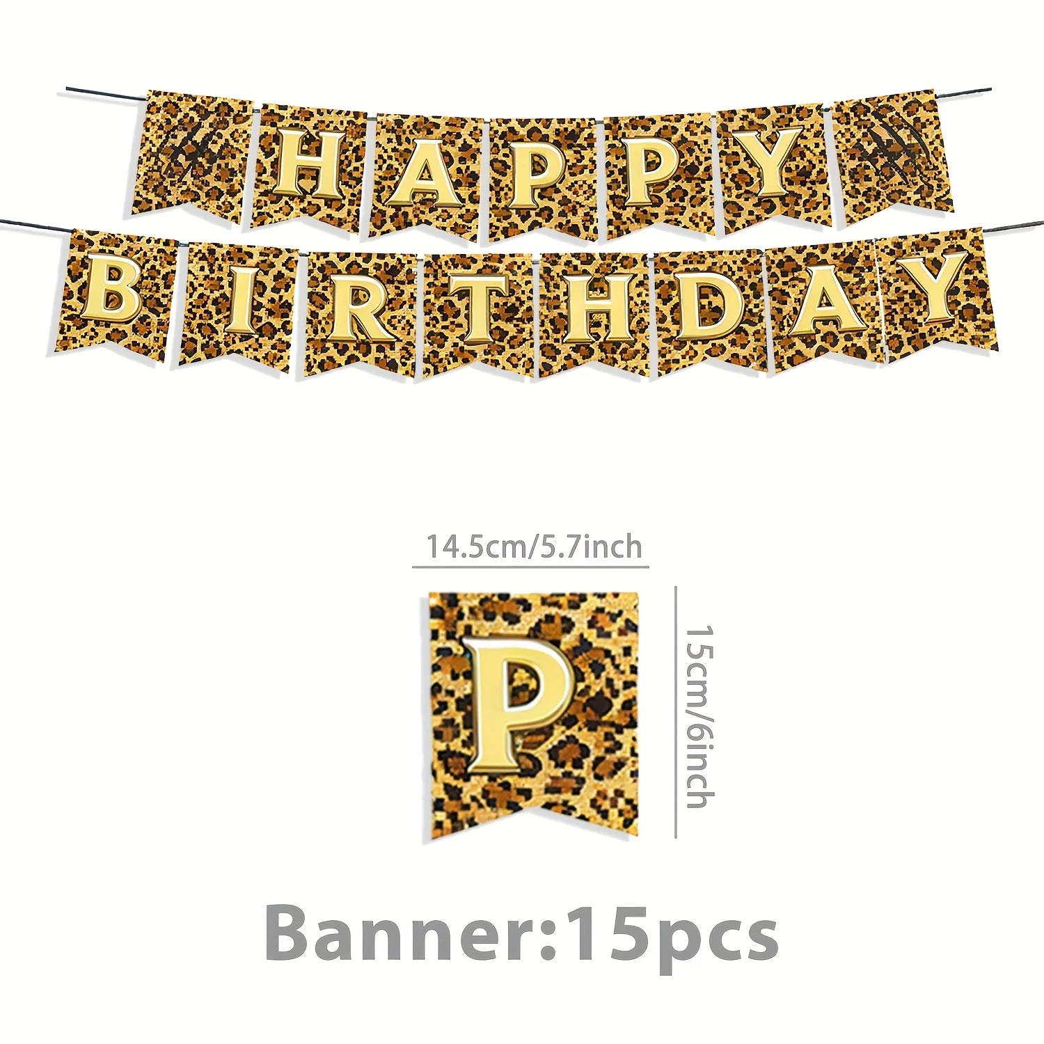 Leopard Print Happy Birthday Party Banner Decoration Set - 6