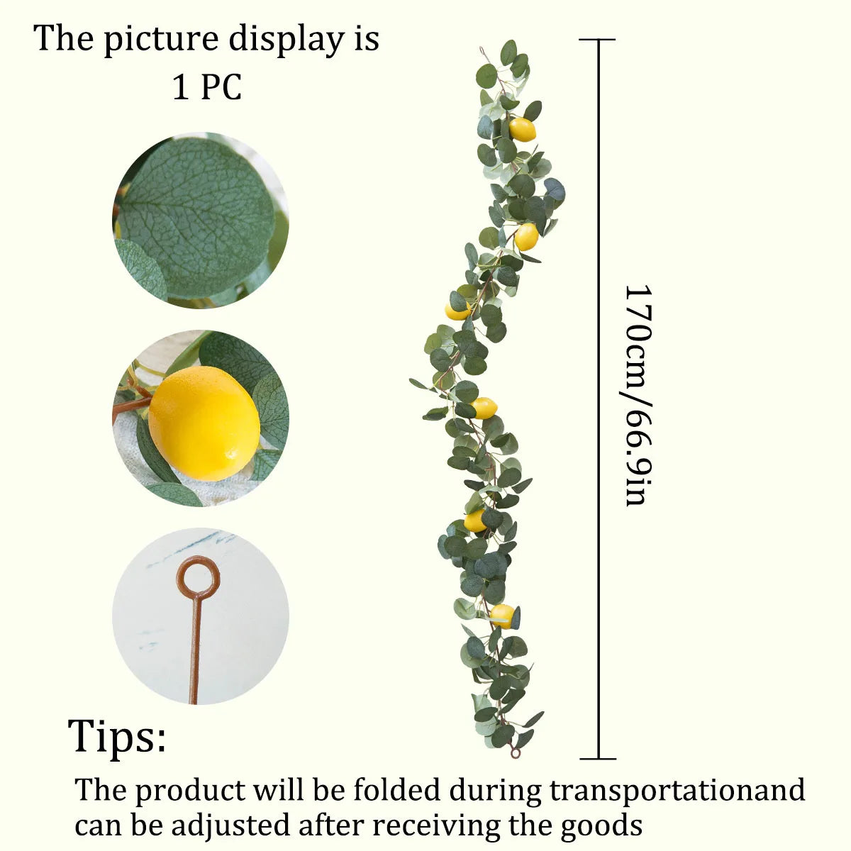 Artificial Lemon and Eucalyptus Garland for Home Decor