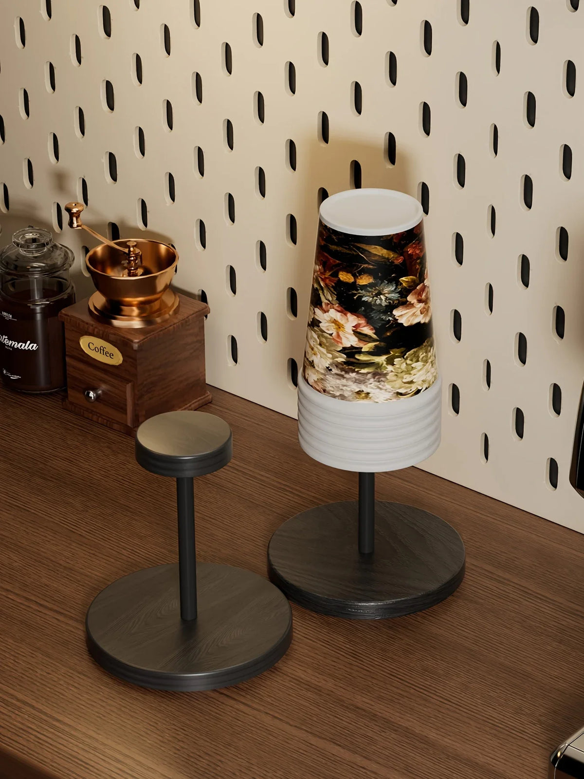 Walnut Finish Wooden Paper Cup Dispenser Stand