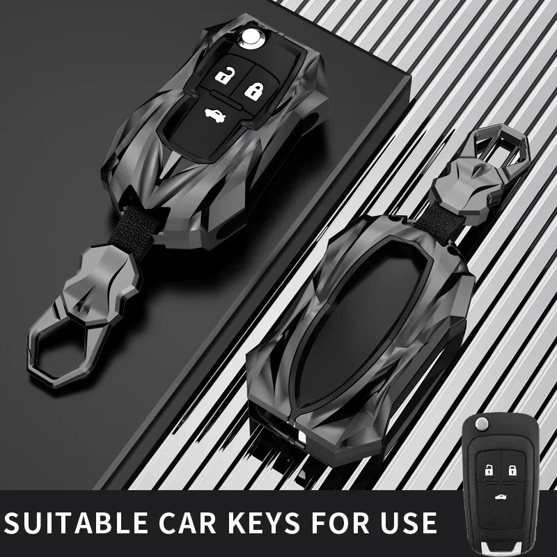 Protective Galvanized Alloy Car Key Case Cover and Keychain - 13
