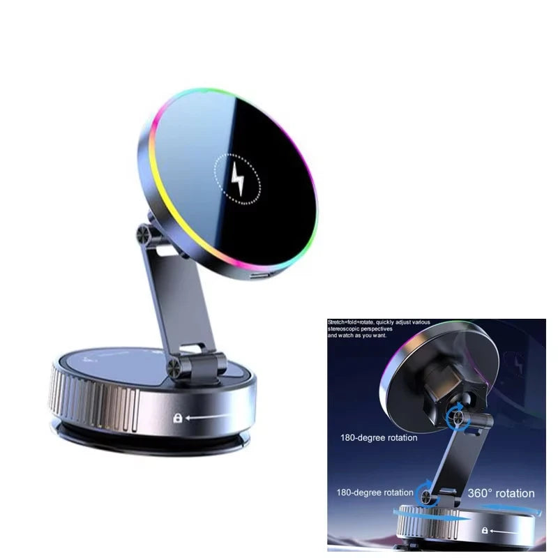 Magnetic Wireless Car Charger Mount with RGB Ambient Lighting - 22