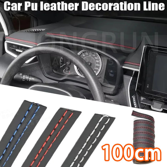 1M Car Interior Decorative Trim Strip PU Leather Dashboard Edge Molding
