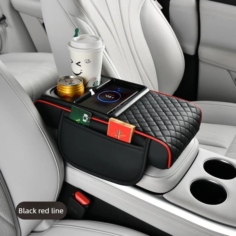 Wireless Charging Car Armrest Storage Box and Height Pad - 11