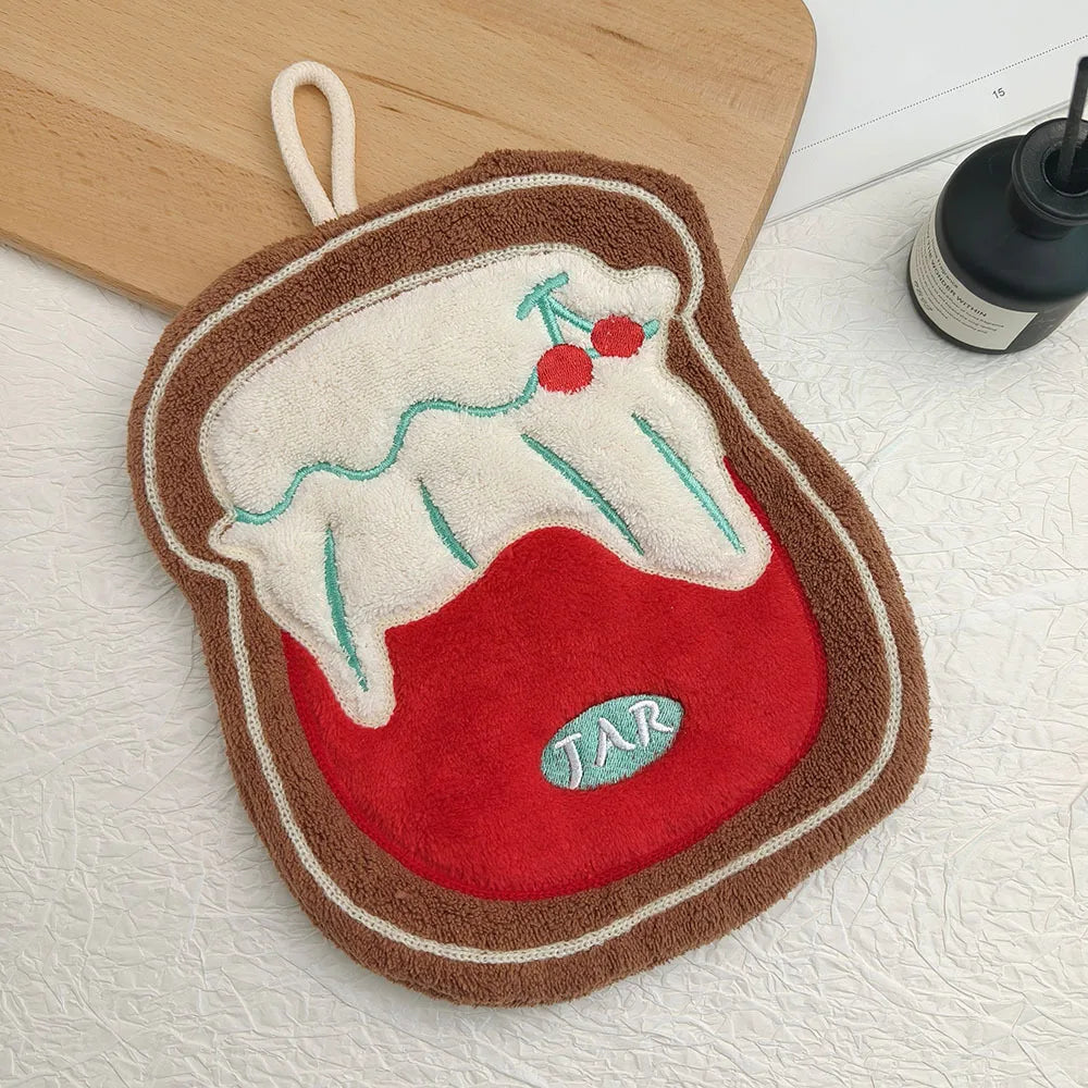 Absorbent Food-Shaped Hanging Hand Towel for Kitchen and Bathroom - 9