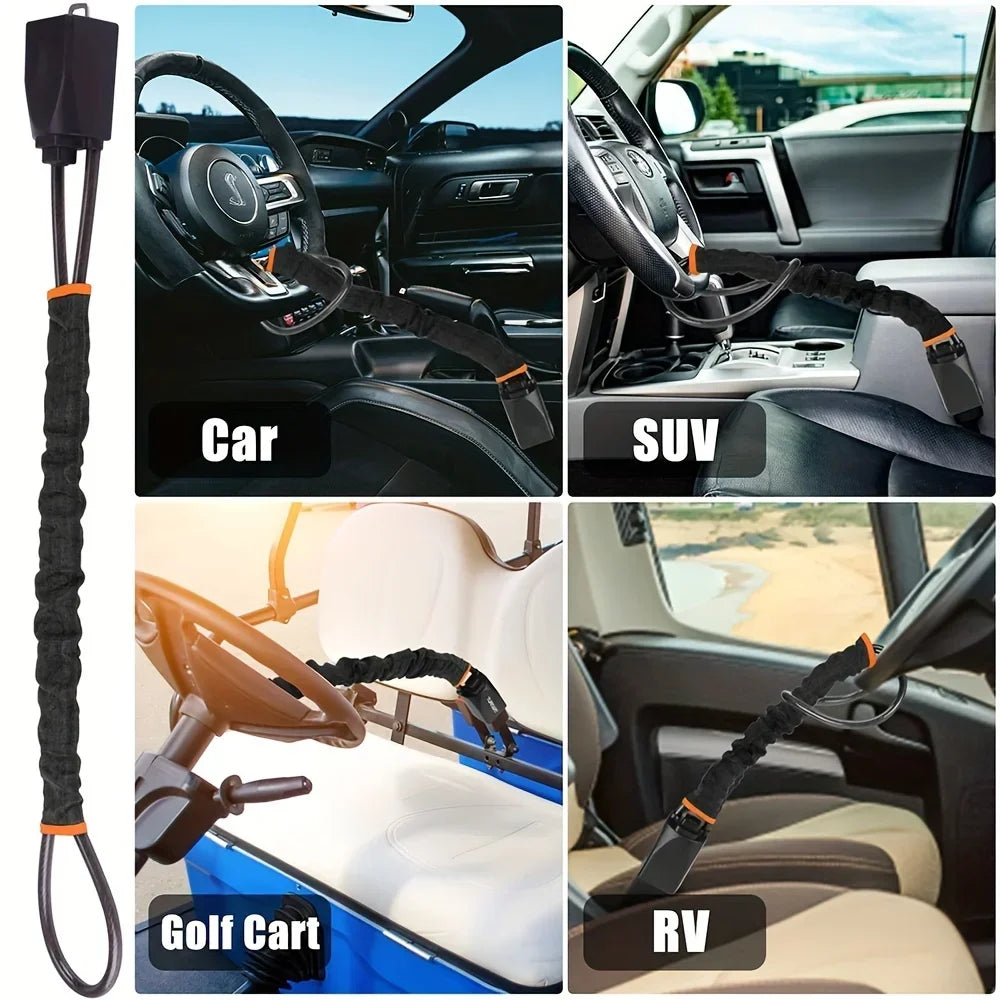 Universal Anti-Theft Car Steering Wheel and Seat Belt Security Lock