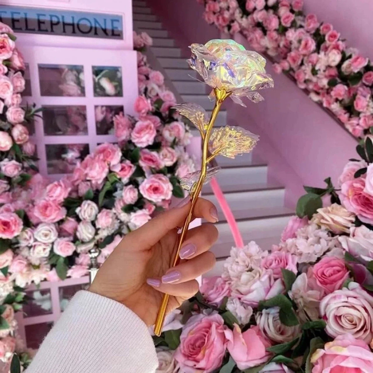 Luminous Artificial Crystal Rose Bouquet for Romantic Occasions