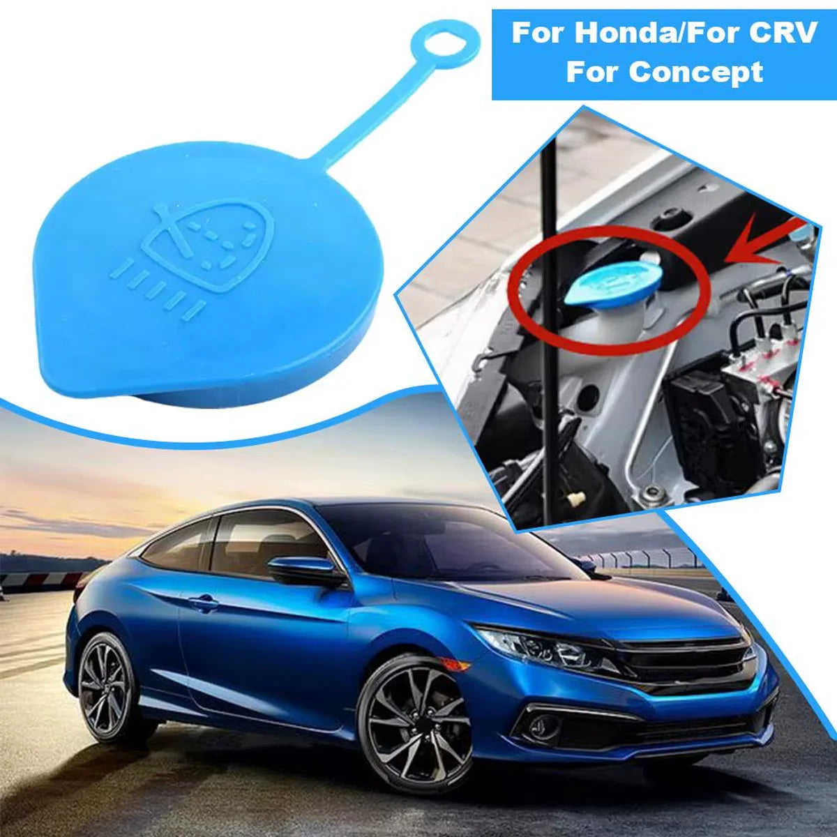 Windshield Wiper Washer Fluid Reservoir Cap for Honda - 4