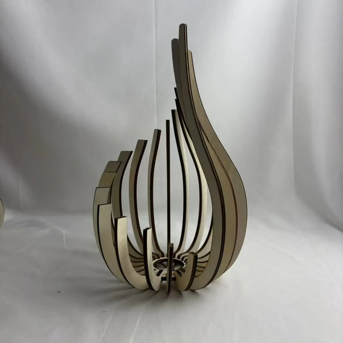 Wooden Flame-Shaped Decorative Candle Holder